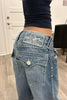 Y2k 2000s Statue of liberty Diamonds Jeans Casual Denim Pants High Waist Straight Wide Leg Jeans Harajuku Vintage Women Clothing