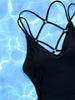 Solid Blue Backless Swimwear One Piece Sexy Swimsuit Women 2025 Back Cross String Bathers High Cut Bathing Suit Swmming Wear
