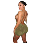 Bolopi Straps Backless Shirring Backless Sexy Mini Dress 2023 Summer Women Fashion New In Y2K Outfits Club Party Streetwear