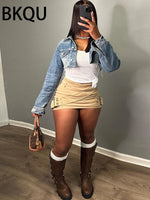 BKQU Black Low Waist Mini Skirts Women 2024 Fashion Cross Belt Hip Skirt Aesthetic Fairy Streetwear Vintage Khaki A-line Skirt