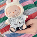 17cm Labubu I II Idol Dolls Cute Mini Plush Doll'S Clothes Korea Kpop Exo Idol Dolls DIY Accessories Gifts FEAR Hoodie Set