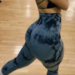 Women Gym Tie Dye Leggings Butt Lifting Fitness Yoga Athletic Scrunch Pants Elastic Workout Training Sports Tights