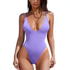 One Piece Swimsuit Deep V Neck Bodysuit Monokini Solid Color Suspender Bikini Women'S Swimsuit Bathing Beach Outfits Swim Wear