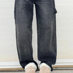 Chic Rhinestone Women's Jeans Y2k Street Oversize Loose Shining Female Wide Leg Pants 2025 Spring Summer Lady Denim Trousers