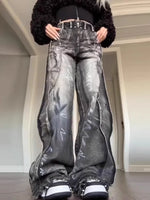 Women Y2k Graffiti Jeans Baggy Aesthetic Vintage Oversize Cowboy Pants Harajuku Streetwear 2000s Emo Trashy Denim Trousers 2024