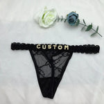 Custom Thongs with Name for Boyfriend Crystal Letter Body Jewelry Women Sexy Lace Bikini G-String Panties Valentine's Day Gift