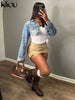 kliou Cross buckle Hip Skirts Women Casual High Waist Skinny Solid All-matched Mini Bottoms Concise Girls Trend Basic Streetwear