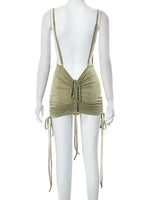 Bolopi Straps Backless Shirring Backless Sexy Mini Dress 2023 Summer Women Fashion New In Y2K Outfits Club Party Streetwear