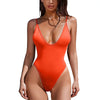 One Piece Swimsuit Deep V Neck Bodysuit Monokini Solid Color Suspender Bikini Women'S Swimsuit Bathing Beach Outfits Swim Wear