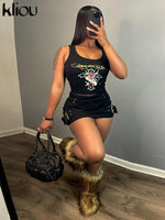 kliou Cross buckle Hip Skirts Women Casual High Waist Skinny Solid All-matched Mini Bottoms Concise Girls Trend Basic Streetwear