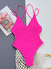 Solid Blue Backless Swimwear One Piece Sexy Swimsuit Women 2025 Back Cross String Bathers High Cut Bathing Suit Swmming Wear