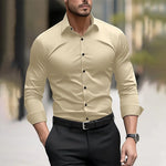 Men's formal shirt solid color wedding outdoor black red navy blue dark green long sleeve lapel summer spring clothing XS-6XL