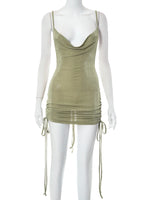 Bolopi Straps Backless Shirring Backless Sexy Mini Dress 2023 Summer Women Fashion New In Y2K Outfits Club Party Streetwear