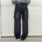 Chic Rhinestone Women's Jeans Y2k Street Oversize Loose Shining Female Wide Leg Pants 2025 Spring Summer Lady Denim Trousers