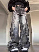 Women Y2k Graffiti Jeans Baggy Aesthetic Vintage Oversize Cowboy Pants Harajuku Streetwear 2000s Emo Trashy Denim Trousers 2024