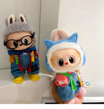 Denim overalls labubu pendant dolls Original Design 17cm Mini Doll'S designer Clothes Outfit Accessories  V1 V2 luxury