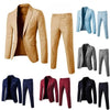 1 Set Trendy Men Suit Anti Deformation Formal Suit Turndown Collar Pure Color One Button Suit Set  Daily Wear