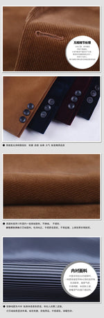 Brand Mens Corduroy Blazers Autumn Spring Fashion Male Slim Fat Casual Suit Jacket Men Blazer Masculino Clothing Vetement Homme