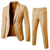 1 Set Trendy Men Suit Anti Deformation Formal Suit Turndown Collar Pure Color One Button Suit Set  Daily Wear