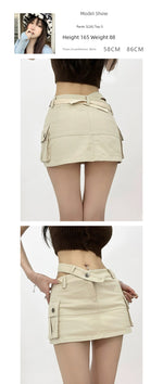 Women's Slim-Leg Skirt Sexy Vibe Retro Low Waist Parka Skirt Slimming A- line Skirt Stylish Bodycon Dress Short Culottes