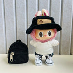17cm Labubu I II Idol Dolls Cute Mini Plush Doll'S Clothes Korea Kpop Exo Idol Dolls DIY Accessories Gifts FEAR Hoodie Set