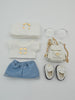 Customized Labubu Handmade Luxury set 17cm First and Second Generation Sets mini Backpack Cute Doll Shoes Brand Knitted Sweater