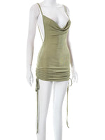 Bolopi Straps Backless Shirring Backless Sexy Mini Dress 2023 Summer Women Fashion New In Y2K Outfits Club Party Streetwear