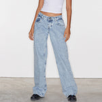 Women Y2K Wide Leg Denim Pants Baggy Low Waist Boyfriend Jeans Casual Vintage Loose Fit Jeans Trousers Cyber Grunge Streetwear