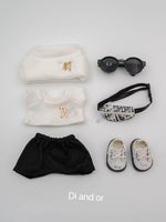 Customized Labubu Handmade Luxury set 17cm First and Second Generation Sets mini Backpack Cute Doll Shoes Brand Knitted Sweater