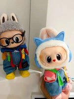 Denim overalls labubu pendant dolls Original Design 17cm Mini Doll'S designer Clothes Outfit Accessories  V1 V2 luxury