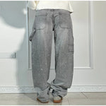 Chic Rhinestone Women's Jeans Y2k Street Oversize Loose Shining Female Wide Leg Pants 2025 Spring Summer Lady Denim Trousers