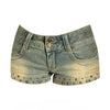 Women Y2K Summer Streetwear Gyaru Vintage Coquette Denim Mini Acubi Cowboy Shorts Button Low Rise Short Pants 2000s Alt Clothes