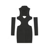 Spring Summer New European and American Solid Color Sexy Hollow Hanging Neck Tight Wrapped Hip Dress