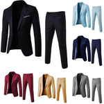 1 Set Trendy Men Suit Anti Deformation Formal Suit Turndown Collar Pure Color One Button Suit Set  Daily Wear