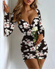 Sexy Package Hip Slim Mini Dress Printed Low Cut Bodycon Party Night Club Dresses For Women Fashion Trendy Tight Short Vestidos