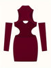 Spring Summer New European and American Solid Color Sexy Hollow Hanging Neck Tight Wrapped Hip Dress