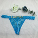 Custom Thongs with Name for Boyfriend Crystal Letter Body Jewelry Women Sexy Lace Bikini G-String Panties Valentine's Day Gift