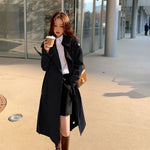 Streetwear Loose Trench Coat Midi Length Fashion Korean Elegant Khaki Black Women'S Windbreaker Coat Casual Double Breasted Tops