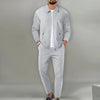 Autumnwinter men's casual blazer set new fashion Waffle baseball suit round neck pocket zipper long sleeve trousers two-piece se