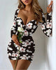 Sexy Package Hip Slim Mini Dress Printed Low Cut Bodycon Party Night Club Dresses For Women Fashion Trendy Tight Short Vestidos