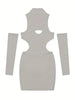 Spring Summer New European and American Solid Color Sexy Hollow Hanging Neck Tight Wrapped Hip Dress