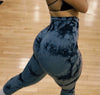Women Gym Tie Dye Leggings Butt Lifting Fitness Yoga Athletic Scrunch Pants Elastic Workout Training Sports Tights