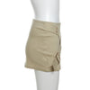 BKQU Black Low Waist Mini Skirts Women 2024 Fashion Cross Belt Hip Skirt Aesthetic Fairy Streetwear Vintage Khaki A-line Skirt