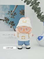 Customized Labubu Handmade Luxury set 17cm First and Second Generation Sets mini Backpack Cute Doll Shoes Brand Knitted Sweater