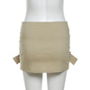 BKQU Black Low Waist Mini Skirts Women 2024 Fashion Cross Belt Hip Skirt Aesthetic Fairy Streetwear Vintage Khaki A-line Skirt