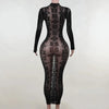 See Through Long Dress Women Sexy Long Sleeves Dresses Body-shaping Vestido Female Party Night Club Clothing Black White Dresses