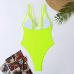 New Sexy One Piece Swimsuit Women Summer Holiday Swimwear Thong Monokini Bathing Suit 2024 Mujer Micro Bikini Solid Neon Yellow