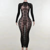 See Through Long Dress Women Sexy Long Sleeves Dresses Body-shaping Vestido Female Party Night Club Clothing Black White Dresses