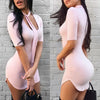 Sexy Wrap Chest U Neck Elastic Slim Bodycon Dress Women Solid Color Skinny Mini Dress Elegant Club Party Vestidos