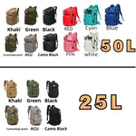 25L/50L Sturdy Nylon Waterproof Tactical Sports Trekking Fishing Hunting Camping Hiking Bag Backpack Outdoor Rucksacks